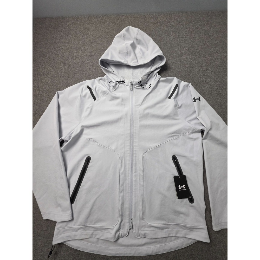 Under Armour Unstoppable Jacket Mens XL Gray Stretch Hooded Full Zip 1370494 NWT
